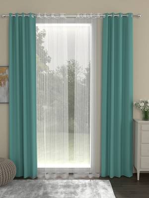 ROSARA HOME Erba Striped Pack of 4 Door Curtains 1