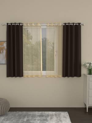 ROSARA HOME Erba Striped Pack of 4 Window Curtains 1