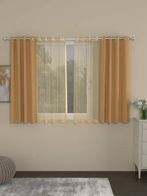 ROSARA HOME Erba Striped Pack of 4 Window Curtains 1