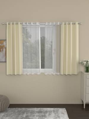 ROSARA HOME Erba Striped Pack of 4 Window Curtains 1