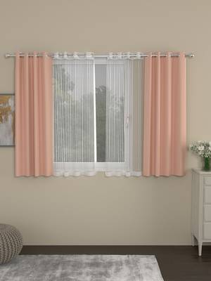 ROSARA HOME Erba Striped Pack of 4 Window Curtains 1