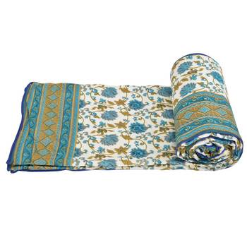 Jaipuri Floral Design Creamy Double Bed Dohar 2