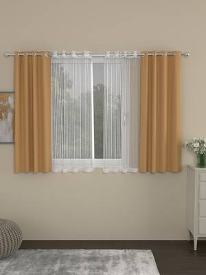 ROSARA HOME Erba Striped Pack of 4 Window Curtains 1