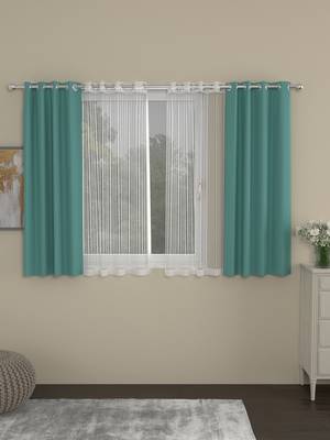 ROSARA HOME Erba Striped Pack of 4 Window Curtains 1