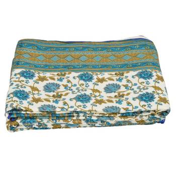 Jaipuri Floral Design Creamy Double Bed Dohar 3