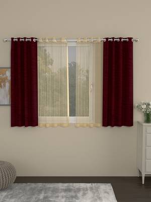 ROSARA HOME Mateo Striped Pack of 4 Window Curtains 1