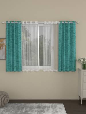 ROSARA HOME Mateo Striped Pack of 4 Window Curtains 1