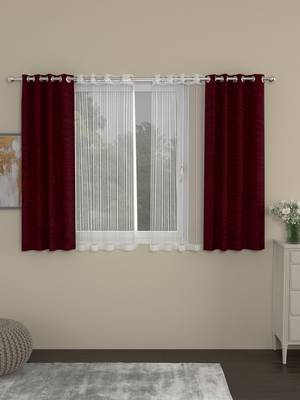ROSARA HOME Mateo Striped Pack of 4 Window Curtains 1