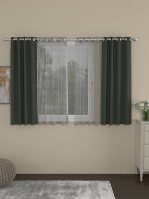 ROSARA HOME Chino Striped Pack of 4 Window Curtains 1