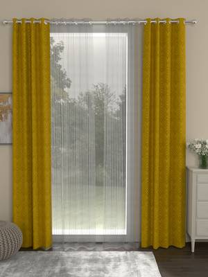 ROSARA HOME Ottoman Striped Pack of 4 Door Curtains 1
