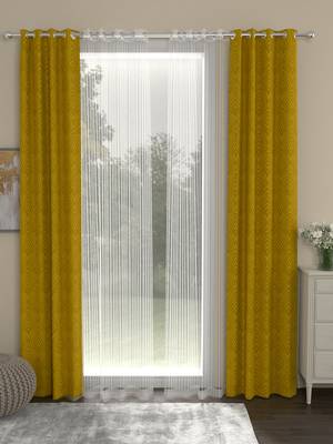 ROSARA HOME Ottoman Striped Pack of 4 Door Curtains 1