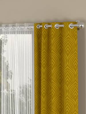 ROSARA HOME Ottoman Striped Pack of 4 Door Curtains 2