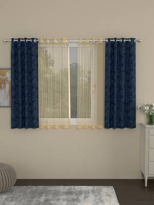 ROSARA HOME Emerald Striped Pack of 4 Window Curtains 1