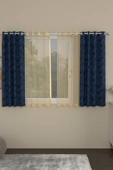 ROSARA HOME Emerald Striped Pack of 4 Window Curtains
