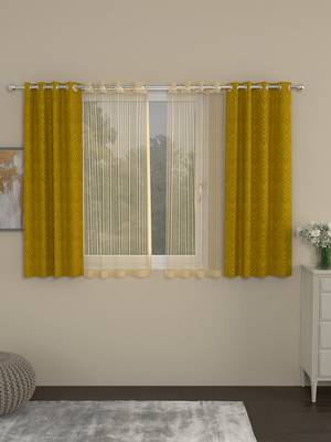 ROSARA HOME Ottoman Striped Pack of 4 Window Curtains 1