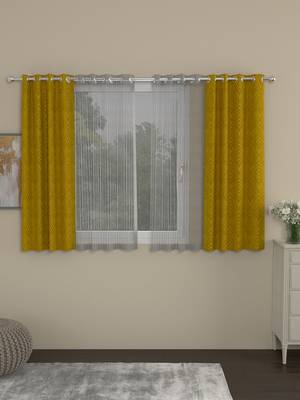 ROSARA HOME Ottoman Striped Pack of 4 Window Curtains 1