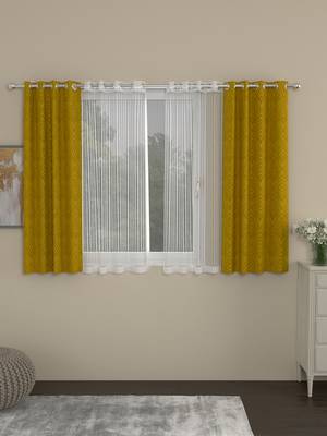 ROSARA HOME Ottoman Striped Pack of 4 Window Curtains 1