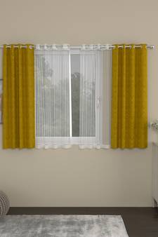 ROSARA HOME Ottoman Striped Pack of 4 Window Curtains