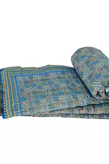 Jaipuri Design Golden Cotton Double Bed Quilt