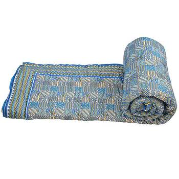Jaipuri Design Golden Cotton Double Bed Quilt 2