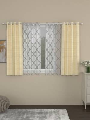 ROSARA HOME Rib Bruno Pack of 4 Window Curtains 1