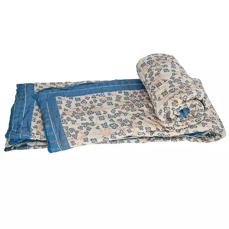 Ethnic Gold Print Jaipuri Cotton Double Quilt