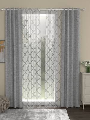 ROSARA HOME Yarn Dyed Bruno Pack of 4 Door Curtains 1
