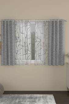 ROSARA HOME Yarn Dyed Wallace Pack of 4 Window Curtains