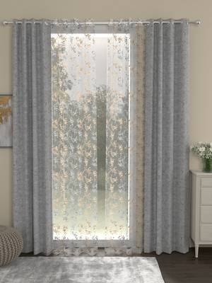 ROSARA HOME Yarn Dyed Mimosa Pack of 4 Door Curtains 1