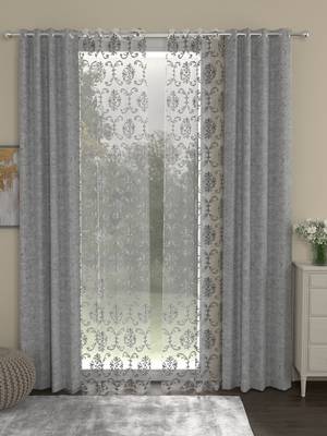 ROSARA HOME Yarn Dyed ornate Pack of 4 Door Curtains 1