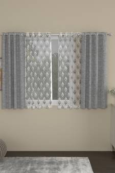 ROSARA HOME Yarn Dyed dwell Pack of 4 Window Curtains