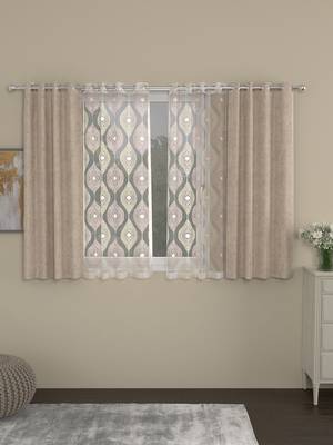 ROSARA HOME Yarn Dyed ogge Pack of 4 Window Curtains 1