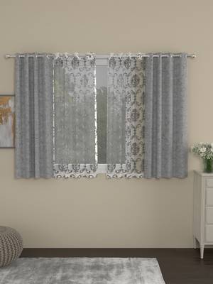 ROSARA HOME Yarn Dyed ornate Pack of 4 Window Curtains 1