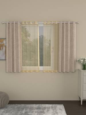ROSARA HOME Yarn Dyed Striped Pack of 4 Window Curtains 1