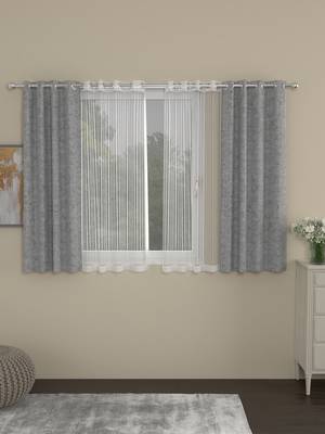 ROSARA HOME Yarn Dyed Striped Pack of 4 Window Curtains 1