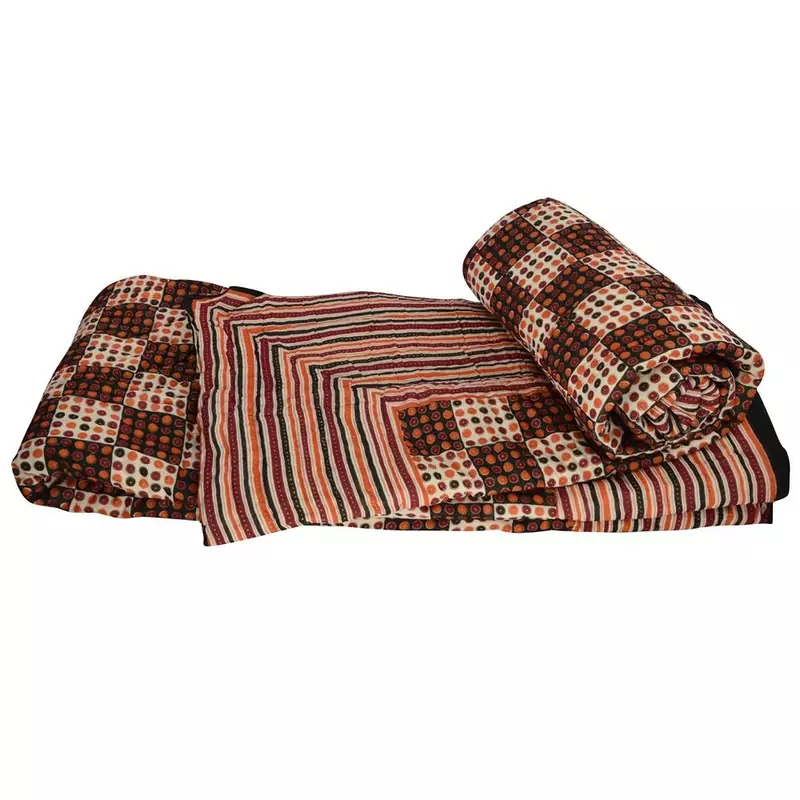Traditional Golden Print Cotton Double Quilts