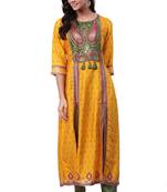Mustard & Mehendi Green Rayon Printed Kurta With Cigarette Pant