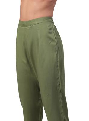 Mustard & Mehendi Green Rayon Printed Kurta With Cigarette Pant 4