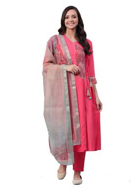 Coral Rayon Solid Kurta,Pant With Dupatta 1