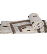 Floral Block Print White Jaipuri Double Quilt
