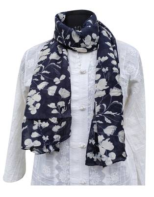 Classy Muslin Fabric Blue Printed scarf 1