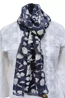 Classy Muslin Fabric Blue Printed scarf