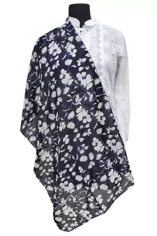 Classy Muslin Fabric Blue Printed scarf