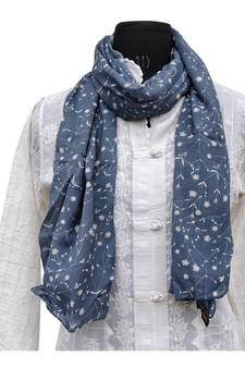 Dazzling Muslin Fabric Blue Printed scarf
