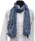 Dazzling Muslin Fabric Blue Printed scarf
