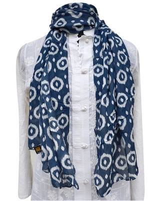 Splendid Muslin Fabric Blue Printed scarf 1