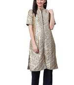 Grey & Blue Polyester Printed Kurta With Pant
