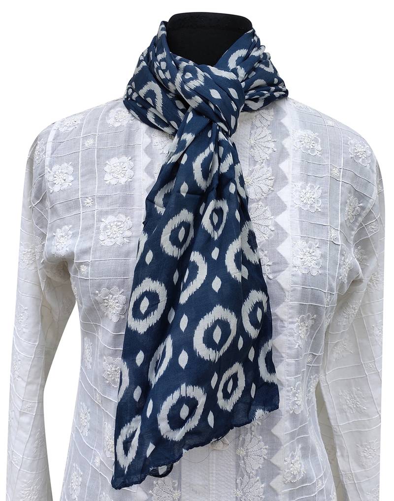 Splendid Muslin Fabric Blue Printed scarf