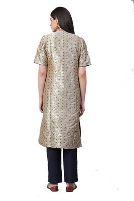 Grey & Blue Polyester Printed Kurta With Pant 2