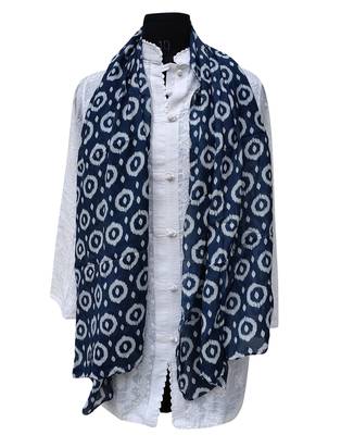 Splendid Muslin Fabric Blue Printed scarf 3